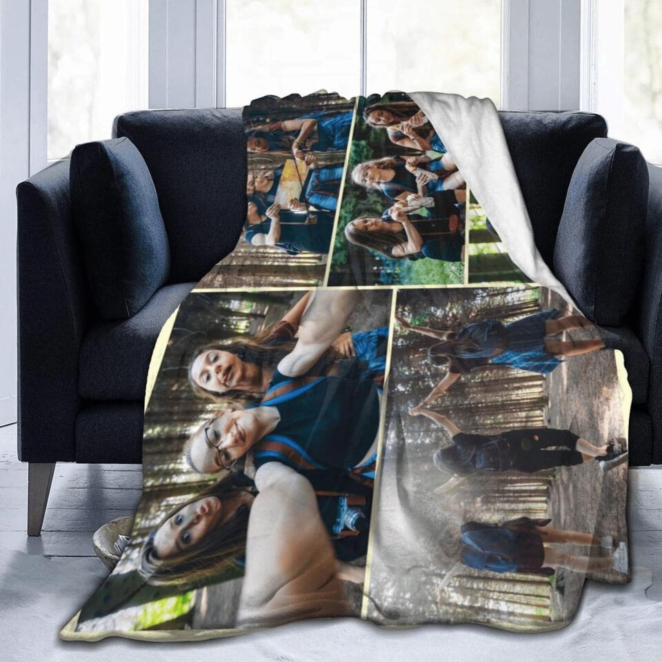 Custom Blanket Personalized Blanket with Photos Text Customized Picture Throw Blanket for Adult Kid Birthday Christmas Halloween New Year