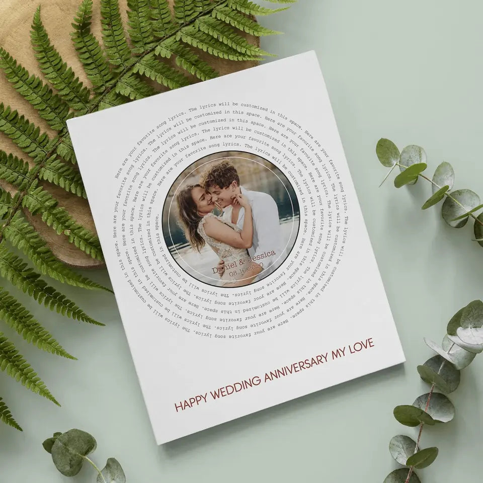 Personalized Music Song Record Anniversary Prints, Customized Photo Text Wall Art Decoration for Him Her Couple