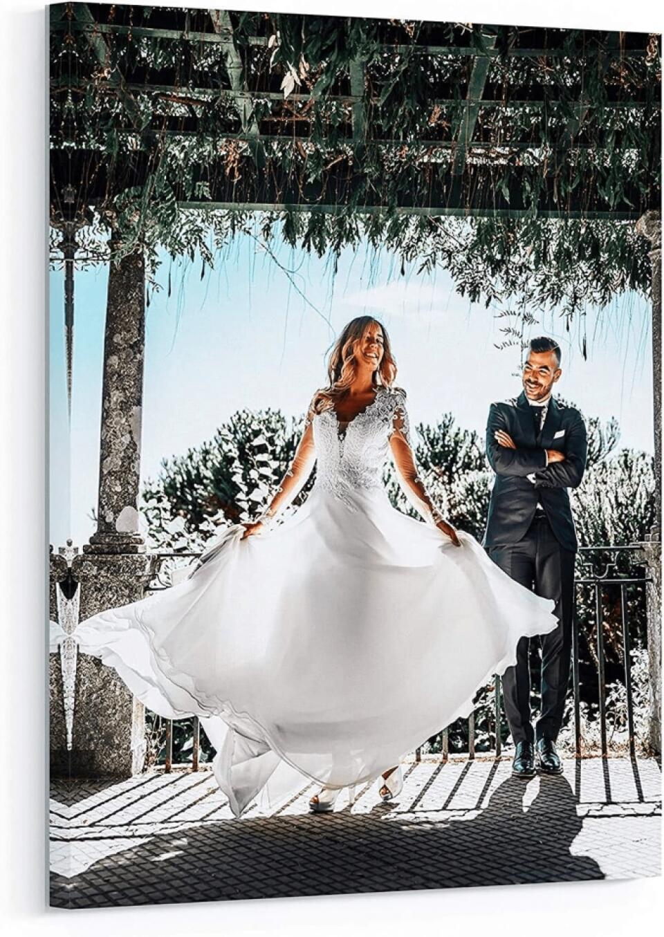 Canvas Prints with Your Photos, Personalized Canvas Wall Art Wedding Baby Dog Family Pictures Home Decor, Customized Gifts with Stretcher Bar