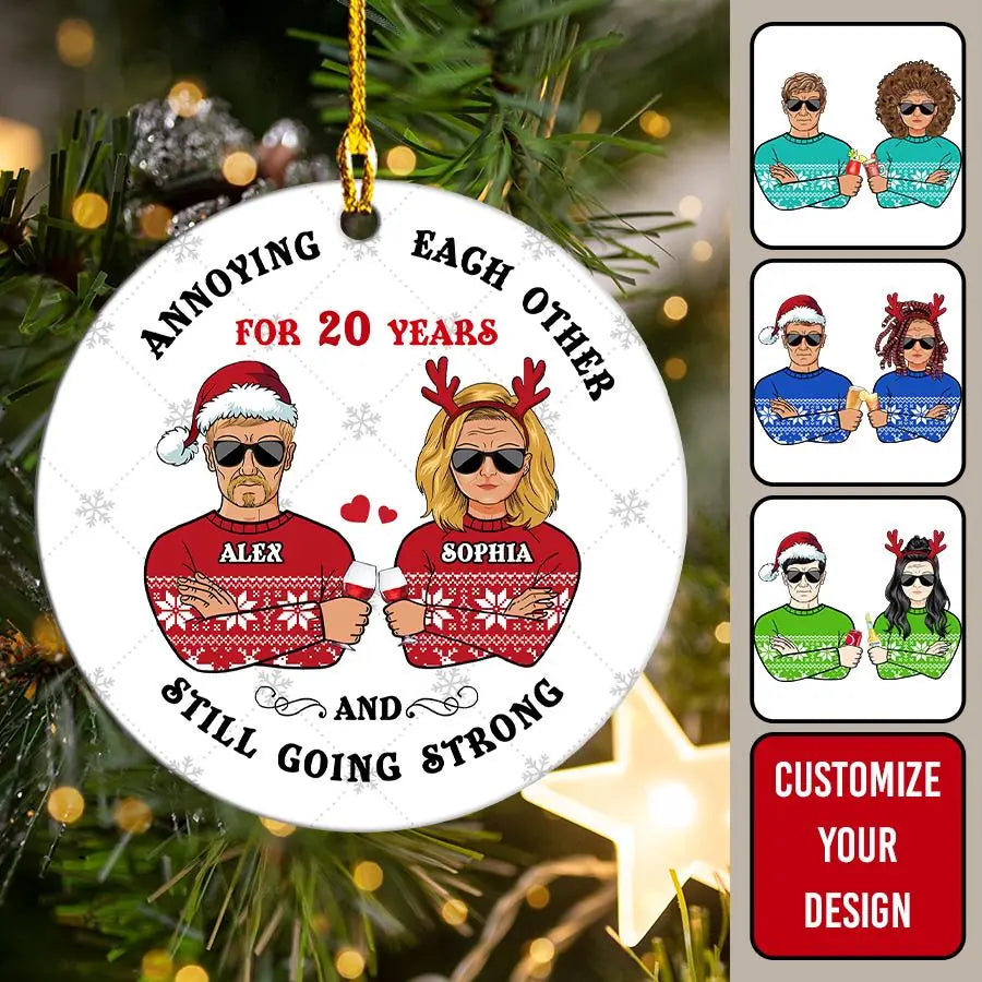 Annoying Each Other, Christmas Gift For Married Couples, Personalized Custom Circle Ceramic Ornament