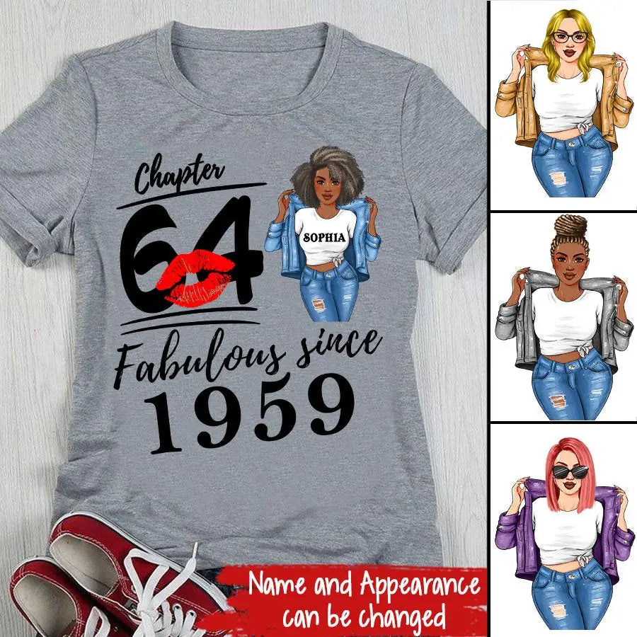 Chapter 64, Fabulous Since 1959 64th Birthday Unique T Shirt For Woman, Custom Birthday Shirt, Her Gifts For 64 Years Old , Turning 64 Birthday Cotton Shirt