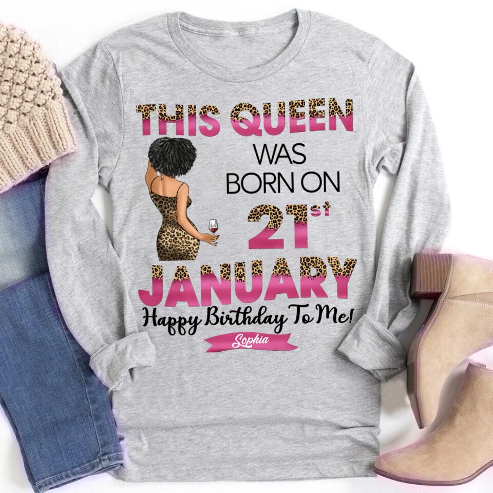 Custom January Birthday Shirt For Woman, Queens Are Born In January Gifts, Melanin Afro Woman Shirt, Black Girl Tee, Afro Queen Gift