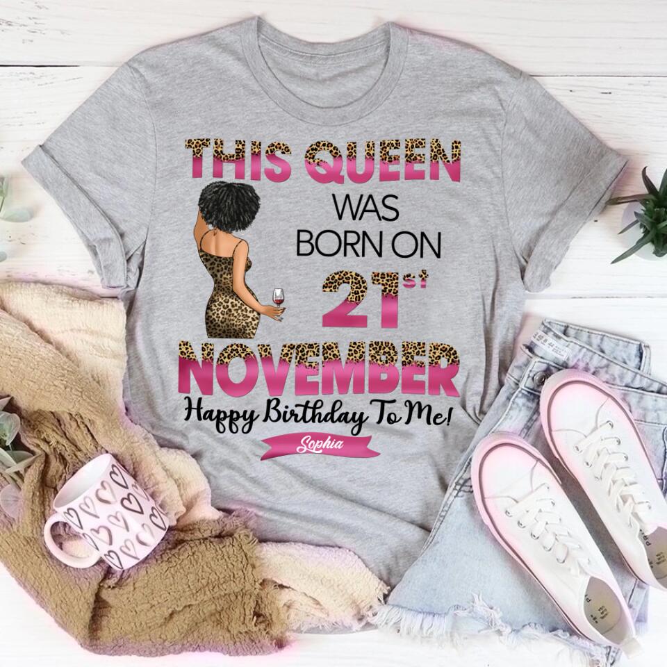 Custom November Birthday Shirt For Woman, Queens Are Born In November Gifts, Melanin Afro Woman Shirt, Black Girl Tee, Afro Queen Gift