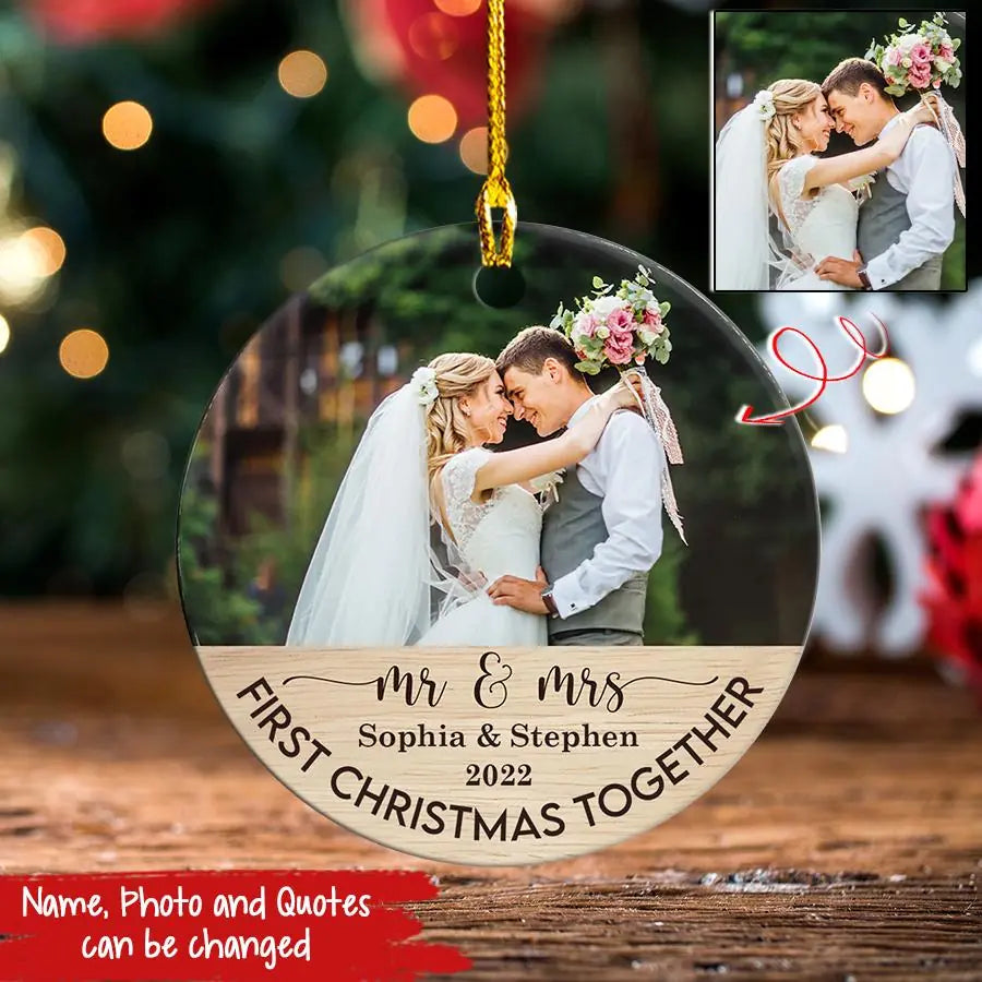 Our First Christmas Ornament 2022, Personalized Our First Christmas Ornaments, First Christmas As Mr And Mrs Ornament