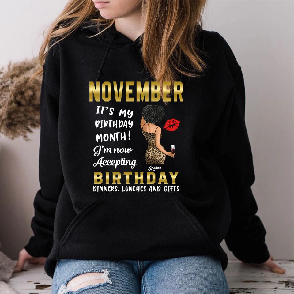 Custom November Birthday Shirt For Woman, Queens Are Born In November Gifts, Melanin Afro Woman Shirt, Black Girl Tee, Afro Queen Gift