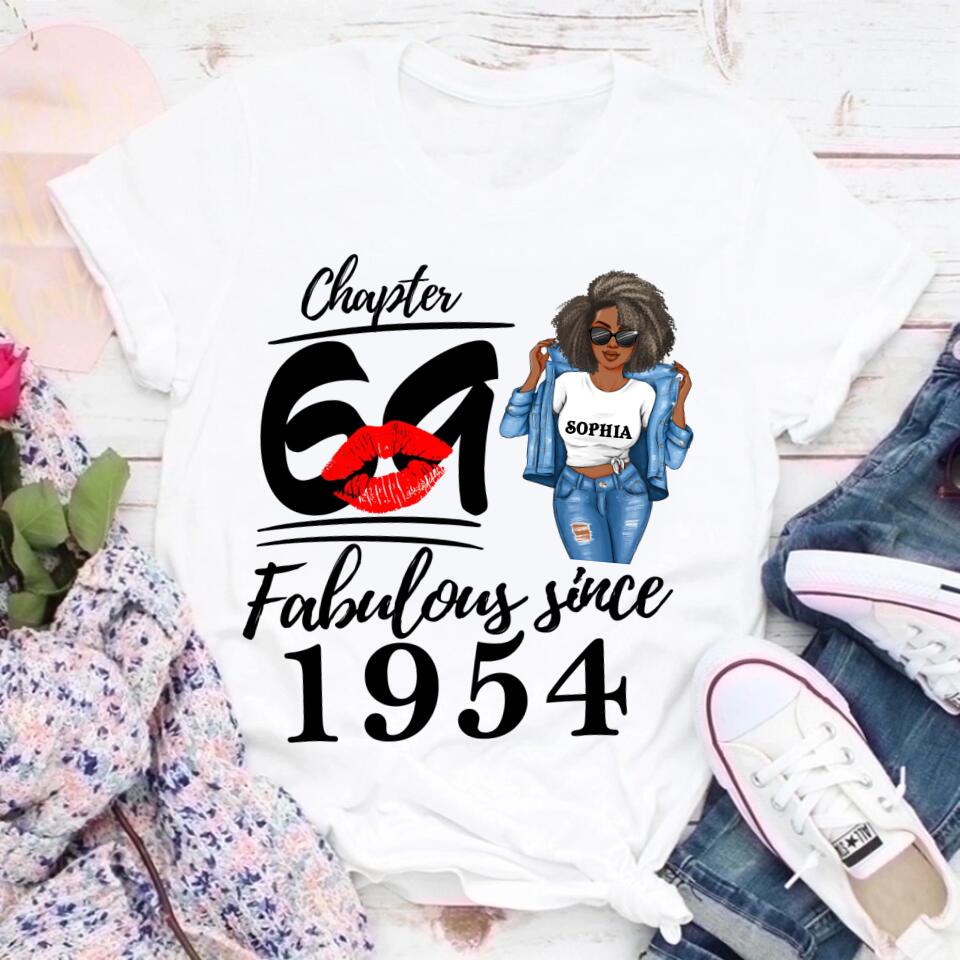 Chapter 69, Fabulous Since 1954 69th Birthday Unique T Shirt For Woman, Custom Birthday Shirt, Her Gifts For 69 Years Old , Turning 69 Birthday Cotton Shirt
