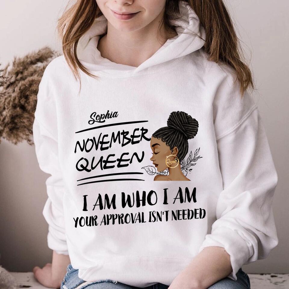 Custom November Birthday Shirt For Woman, Queens Are Born In November Gifts, Melanin Afro Woman Shirt, Black Girl Tee, Afro Queen Gift