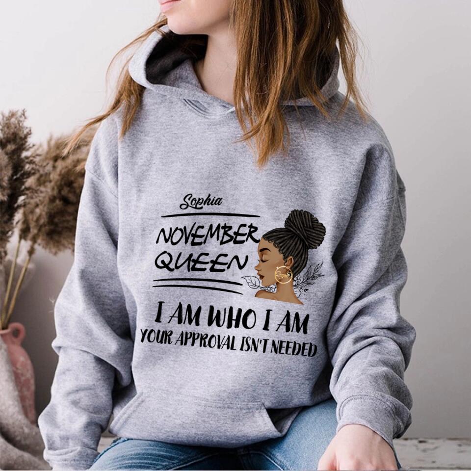 Custom November Birthday Shirt For Woman, Queens Are Born In November Gifts, Melanin Afro Woman Shirt, Black Girl Tee, Afro Queen Gift