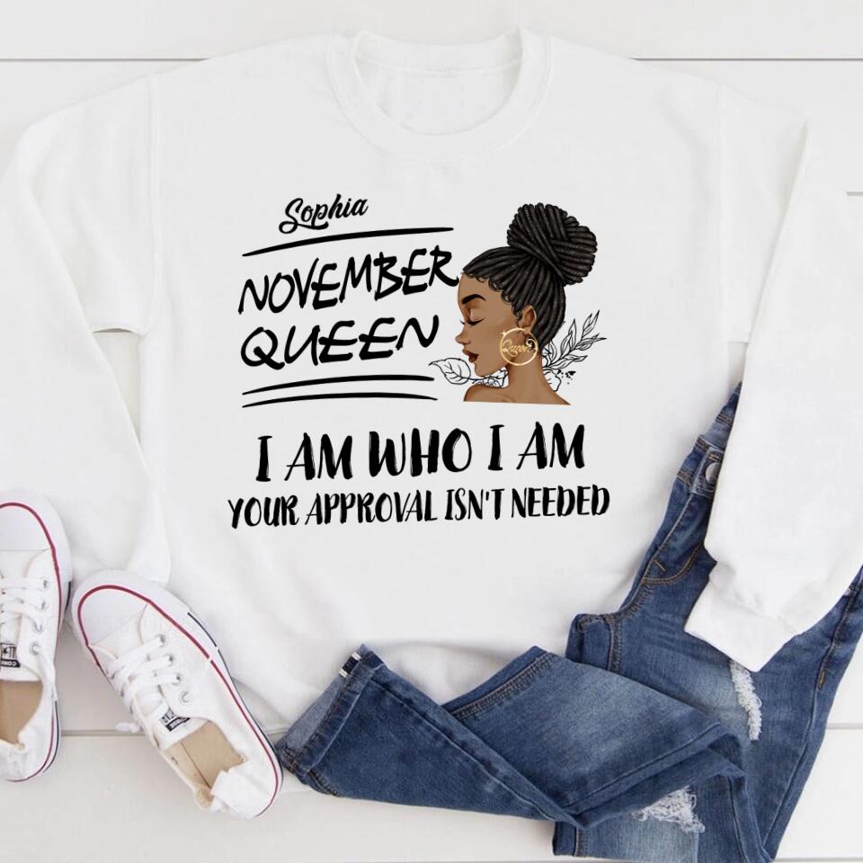 Custom November Birthday Shirt For Woman, Queens Are Born In November Gifts, Melanin Afro Woman Shirt, Black Girl Tee, Afro Queen Gift