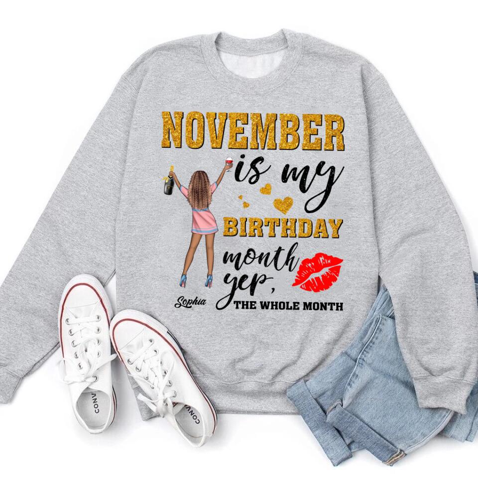 Custom November Birthday Shirt For Woman, Queens Are Born In November Gifts, Melanin Afro Woman Shirt, Black Girl Tee, Afro Queen Gift