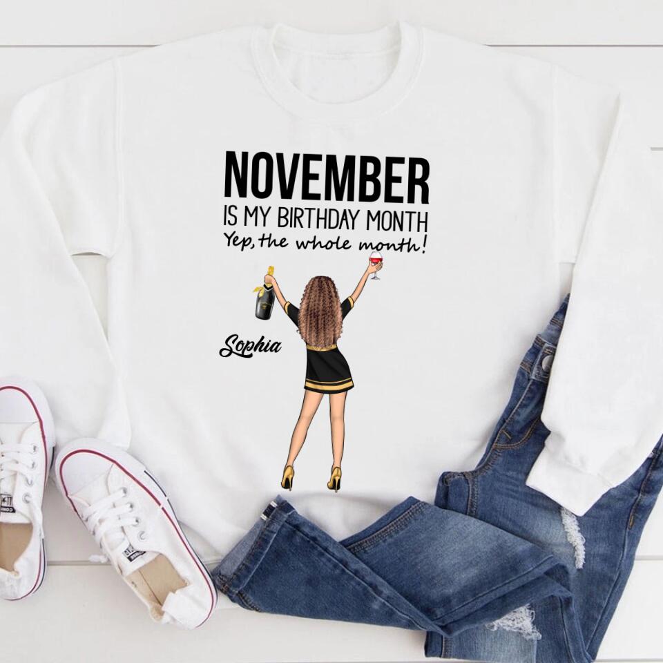 Custom November Birthday Shirt For Woman, Queens Are Born In November Gifts, Melanin Afro Woman Shirt, Black Girl Tee, Afro Queen Gift
