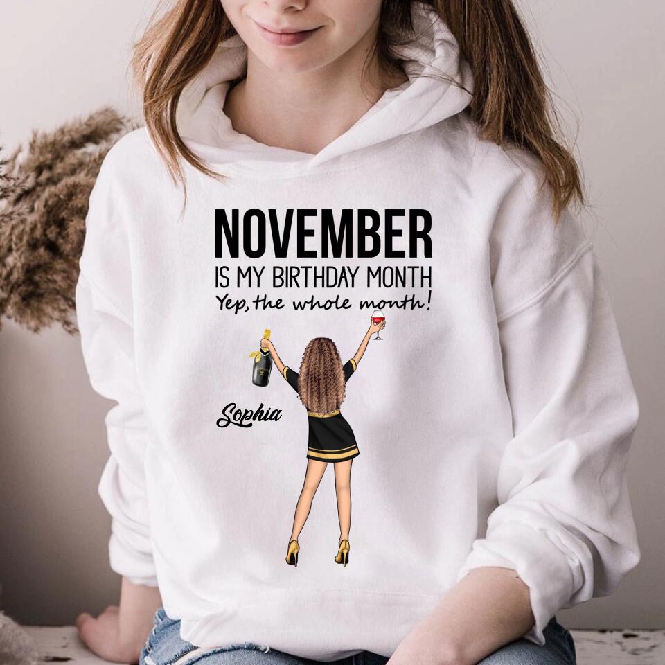 Custom November Birthday Shirt For Woman, Queens Are Born In November Gifts, Melanin Afro Woman Shirt, Black Girl Tee, Afro Queen Gift