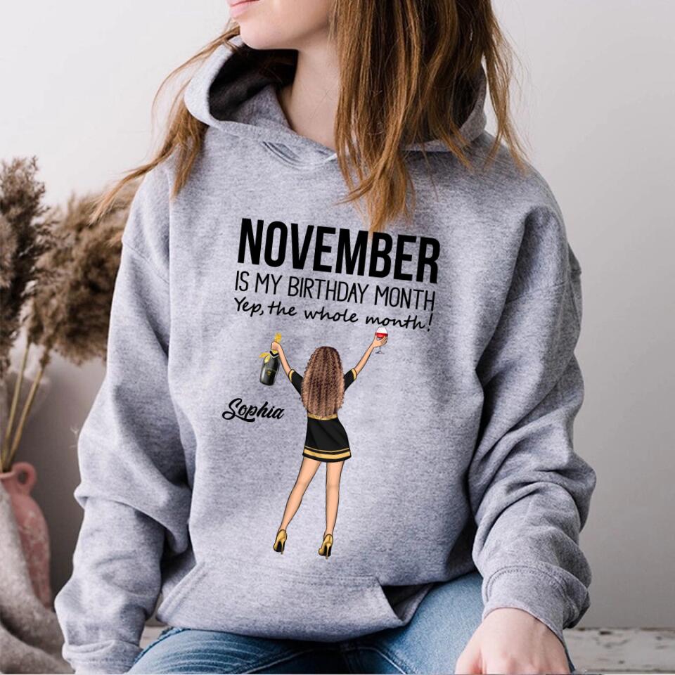 Custom November Birthday Shirt For Woman, Queens Are Born In November Gifts, Melanin Afro Woman Shirt, Black Girl Tee, Afro Queen Gift