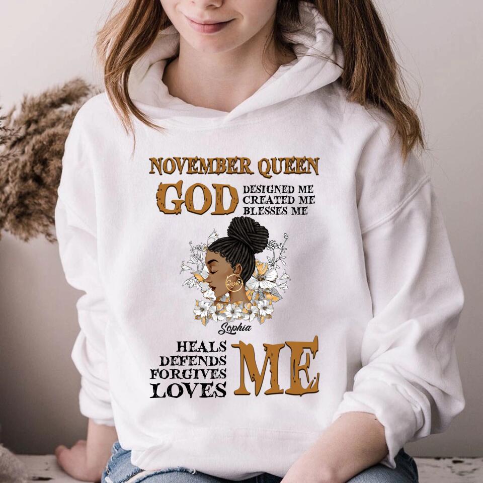 Custom November Birthday Shirt For Woman, Queens Are Born In November Gifts, Melanin Afro Woman Shirt, Black Girl Tee, Afro Queen Gift