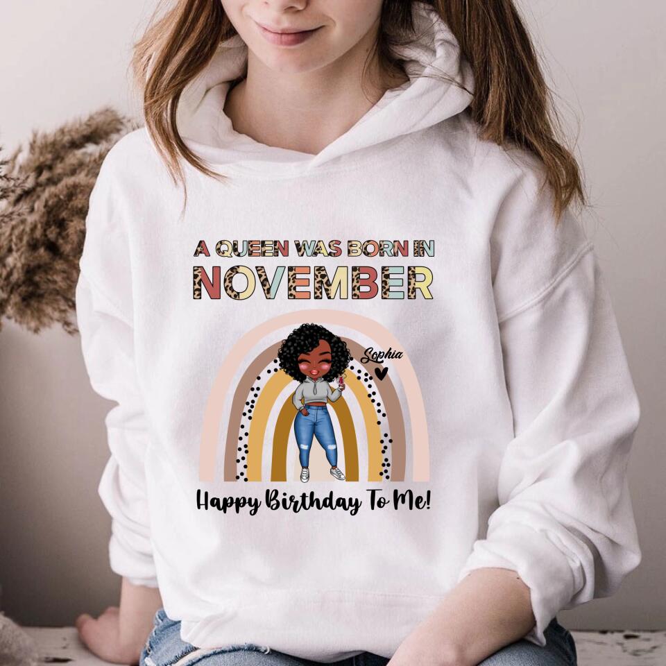 Custom November Birthday Shirt For Woman, Queens Are Born In November Gifts, Melanin Afro Woman Shirt, Black Girl Tee, Afro Queen Gift