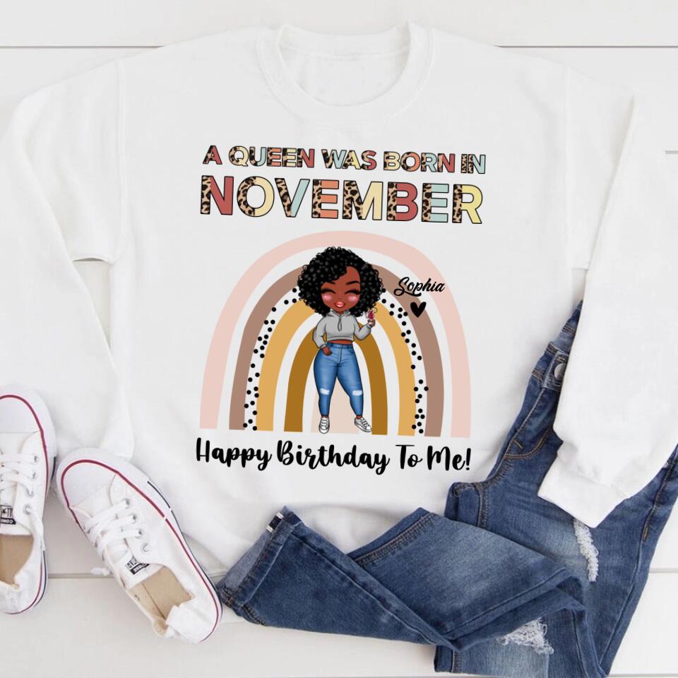Custom November Birthday Shirt For Woman, Queens Are Born In November Gifts, Melanin Afro Woman Shirt, Black Girl Tee, Afro Queen Gift