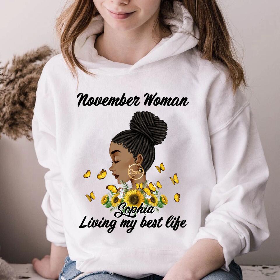 Custom November Birthday Shirt For Woman, Queens Are Born In November Gifts, Melanin Afro Woman Shirt, Black Girl Tee, Afro Queen Gift