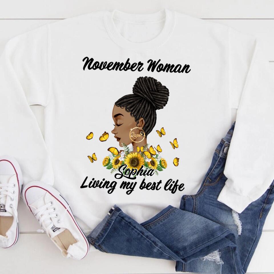 Custom November Birthday Shirt For Woman, Queens Are Born In November Gifts, Melanin Afro Woman Shirt, Black Girl Tee, Afro Queen Gift
