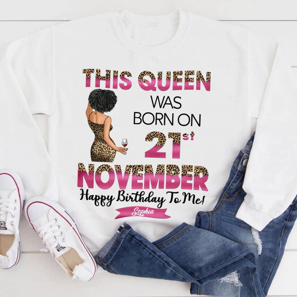 Custom November Birthday Shirt For Woman, Queens Are Born In November Gifts, Melanin Afro Woman Shirt, Black Girl Tee, Afro Queen Gift