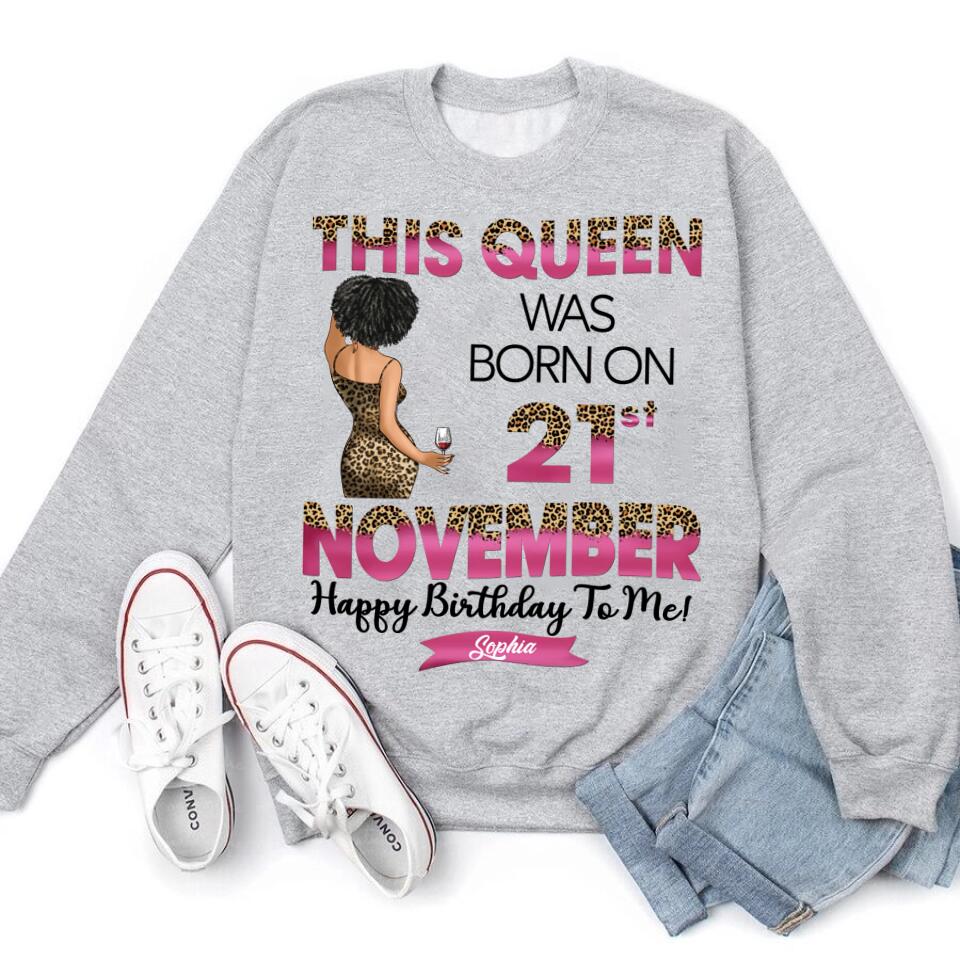 Custom November Birthday Shirt For Woman, Queens Are Born In November Gifts, Melanin Afro Woman Shirt, Black Girl Tee, Afro Queen Gift