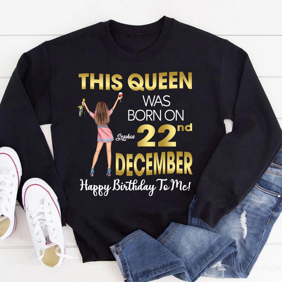 Custom December Birthday Shirt For Woman, Queens Are Born In December Gifts, Melanin Afro Woman Shirt, Black Girl Tee, Afro Queen Gift