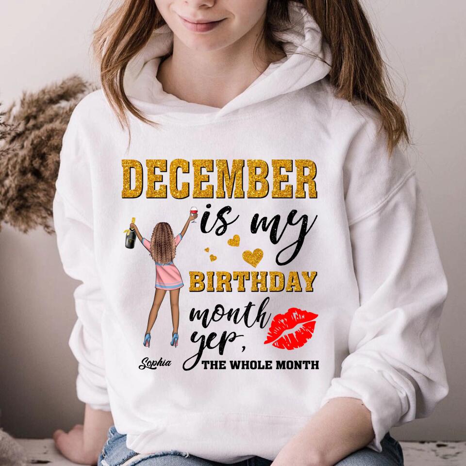 Custom December Birthday Shirt For Woman, Queens Are Born In December Gifts, Melanin Afro Woman Shirt, Black Girl Tee, Afro Queen Gift