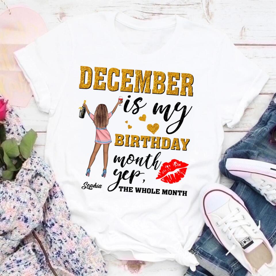 Custom December Birthday Shirt For Woman, Queens Are Born In December Gifts, Melanin Afro Woman Shirt, Black Girl Tee, Afro Queen Gift