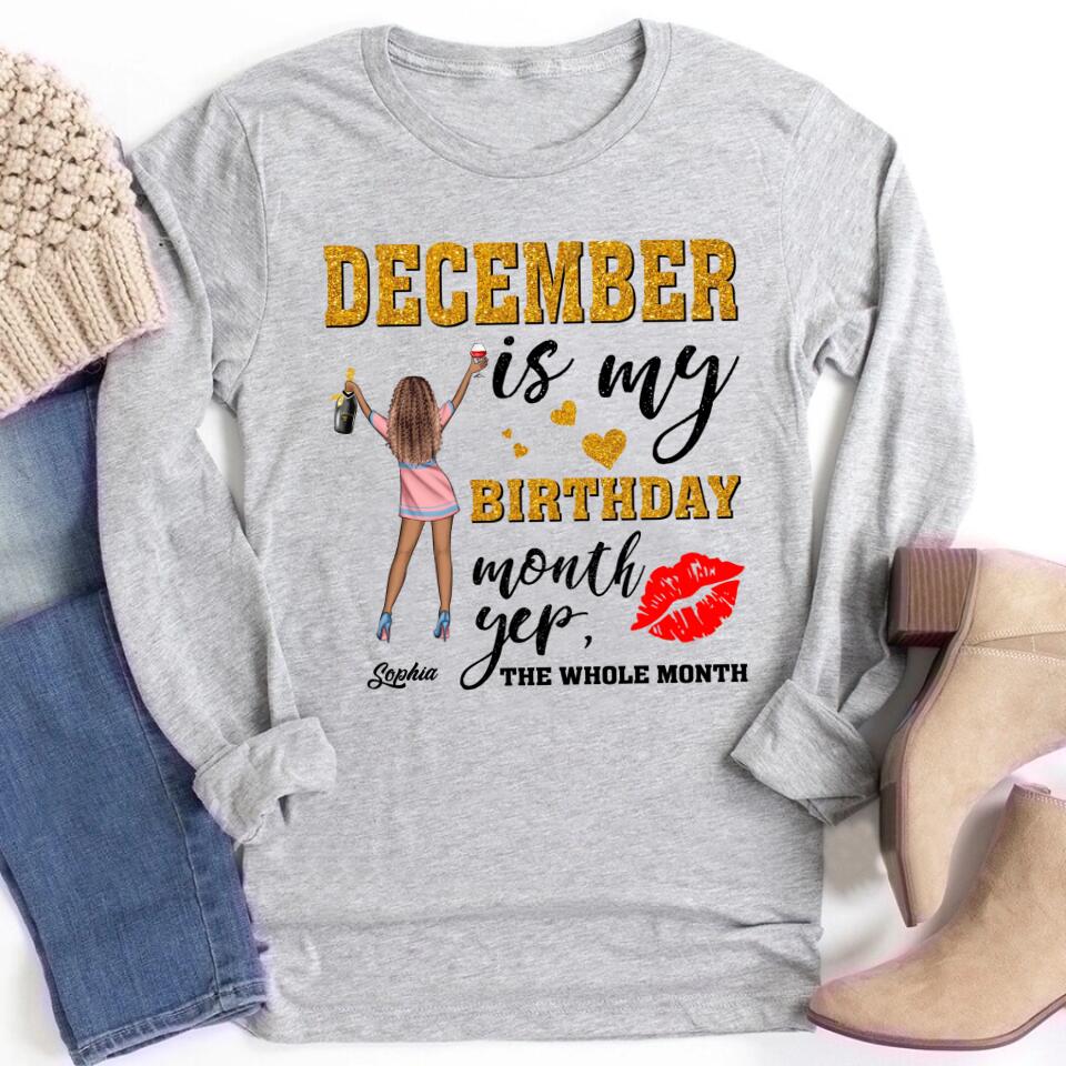Custom December Birthday Shirt For Woman, Queens Are Born In December Gifts, Melanin Afro Woman Shirt, Black Girl Tee, Afro Queen Gift