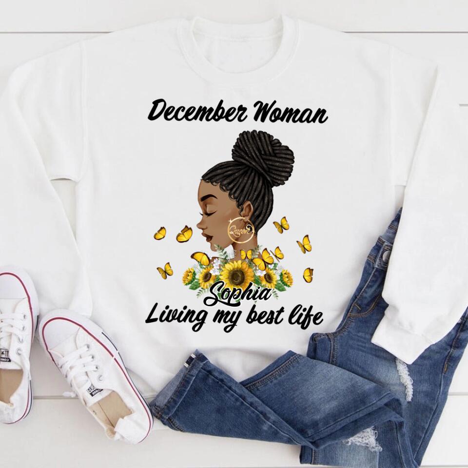 Custom December Birthday Shirt For Woman, Queens Are Born In December Gifts, Melanin Afro Woman Shirt, Black Girl Tee, Afro Queen Gift