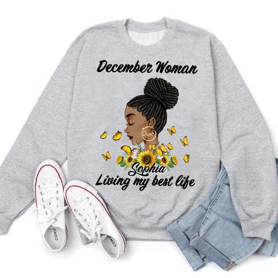 Custom December Birthday Shirt For Woman, Queens Are Born In December Gifts, Melanin Afro Woman Shirt, Black Girl Tee, Afro Queen Gift