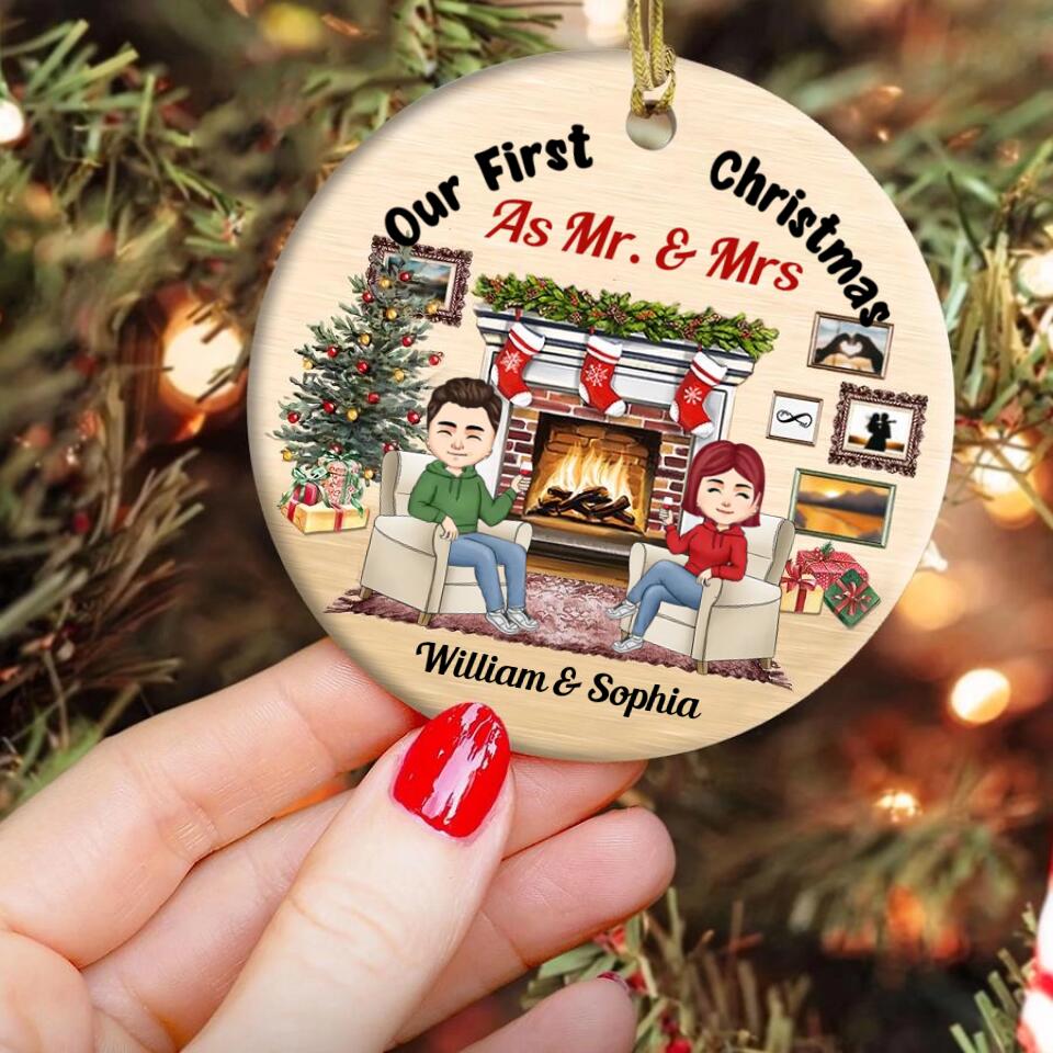 Our First Christmas Ornament 2022, Personalized Our First Christmas Ornaments, First Christmas As Mr And Mrs Ornament