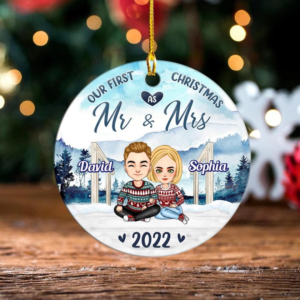 Our First Christmas Ornament 2022, Personalized Our First Christmas Ornaments, First Christmas As Mr And Mrs Ornament