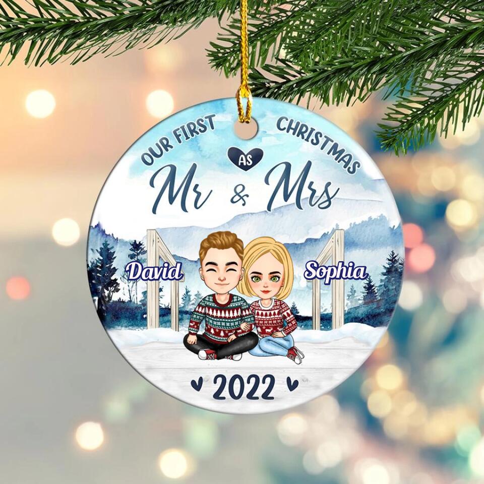 Our First Christmas Ornament 2022, Personalized Our First Christmas Ornaments, First Christmas As Mr And Mrs Ornament