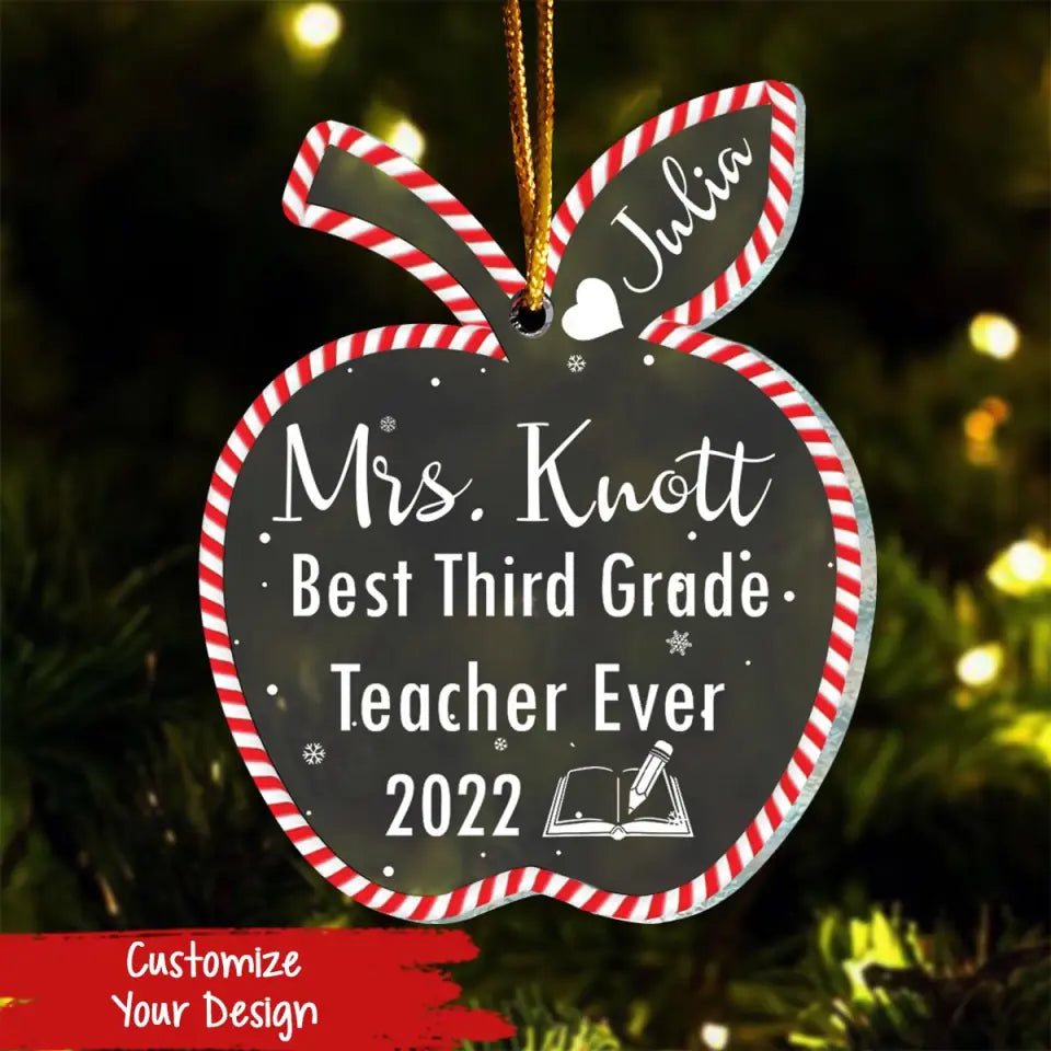 Personalized Teacher Ornament, Personalized Custom Shaped Acrylic Ornament, Christmas Gift For Teachers, From Kids, Students, Teacher Christmas Ornaments 2022