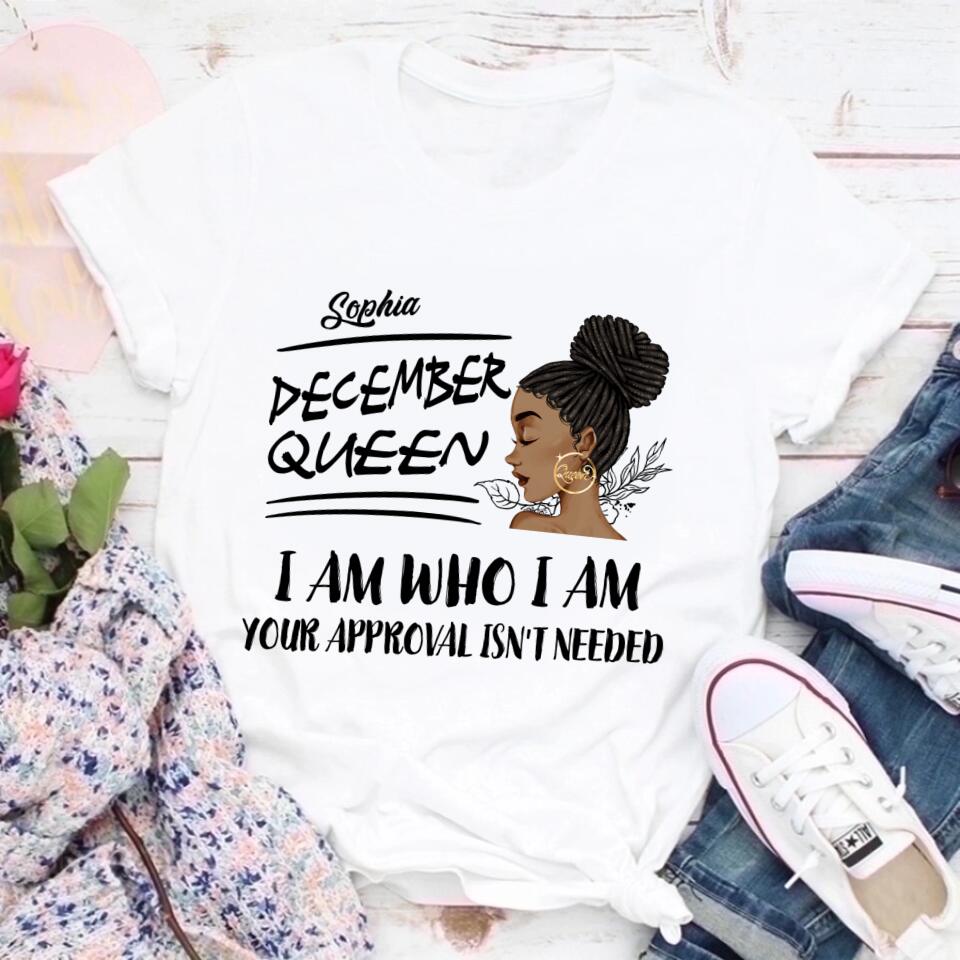 Custom December Birthday Shirt For Woman, Queens Are Born In December Gifts, Melanin Afro Woman Shirt, Black Girl Tee, Afro Queen Gift