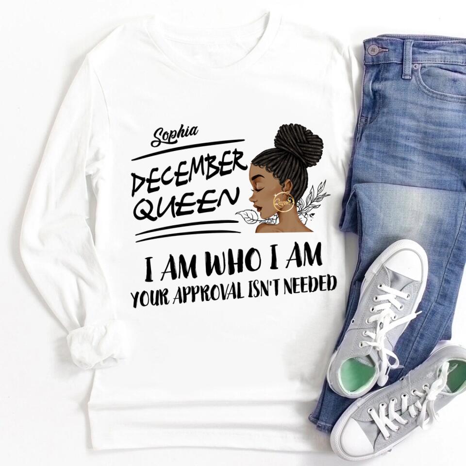 Custom December Birthday Shirt For Woman, Queens Are Born In December Gifts, Melanin Afro Woman Shirt, Black Girl Tee, Afro Queen Gift