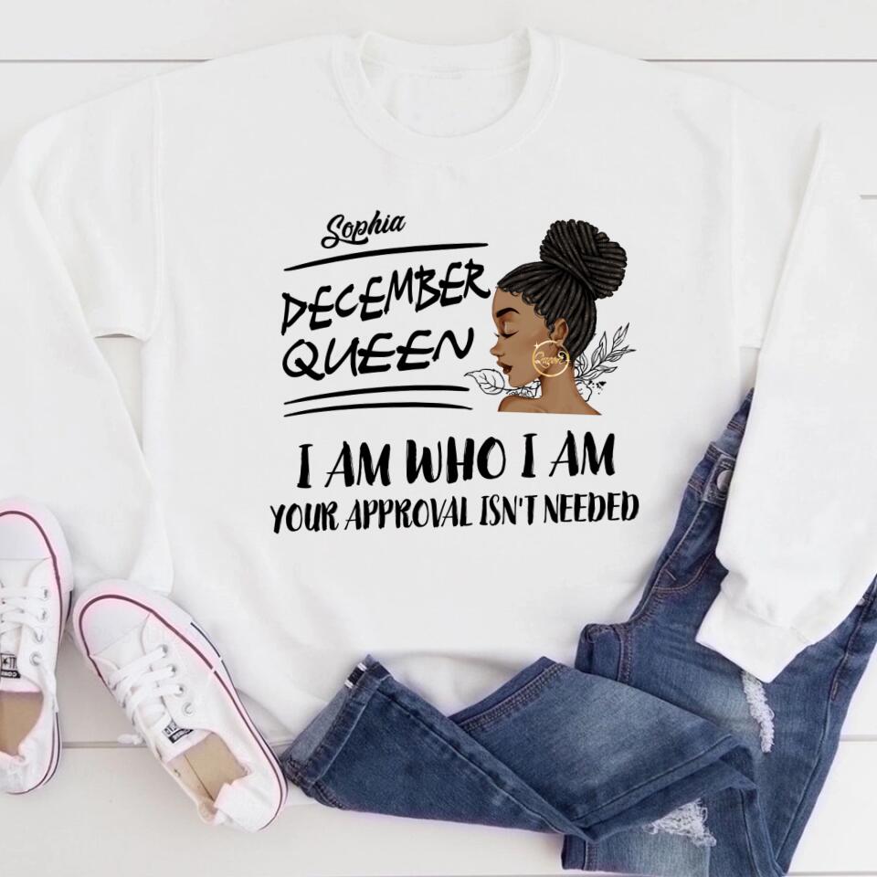 Custom December Birthday Shirt For Woman, Queens Are Born In December Gifts, Melanin Afro Woman Shirt, Black Girl Tee, Afro Queen Gift