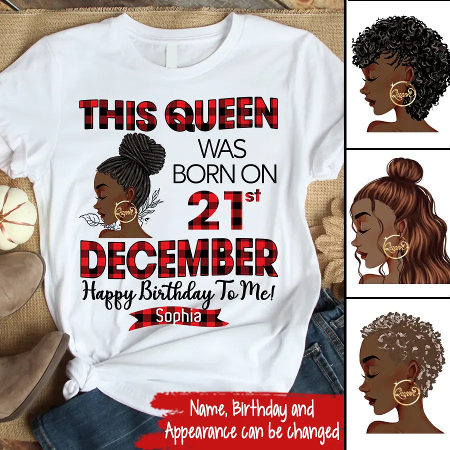 Custom December Birthday Shirt For Woman, Queens Are Born In December Gifts, Melanin Afro Woman Shirt, Black Girl Tee, Afro Queen Gift