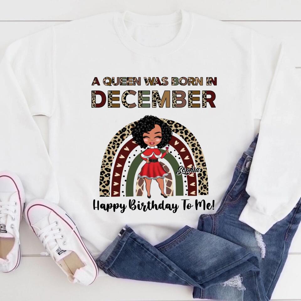 Custom December Birthday Shirt For Woman, Queens Are Born In December Gifts, Melanin Afro Woman Shirt, Black Girl Tee, Afro Queen Gift
