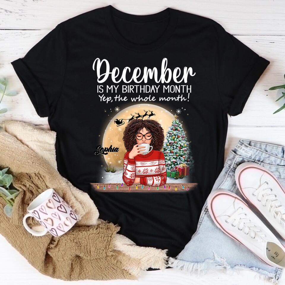 Custom December Birthday Shirt For Woman, Queens Are Born In December Gifts, Melanin Afro Woman Shirt, Black Girl Tee, Afro Queen Gift