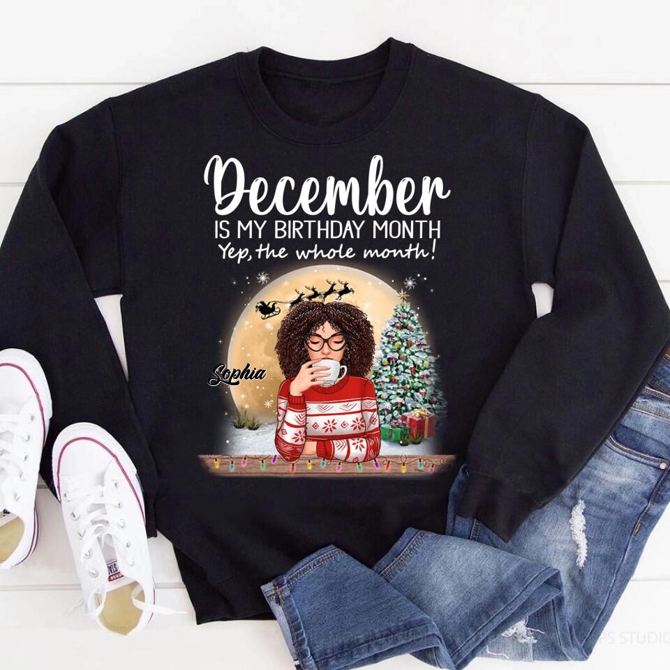 Custom December Birthday Shirt For Woman, Queens Are Born In December Gifts, Melanin Afro Woman Shirt, Black Girl Tee, Afro Queen Gift