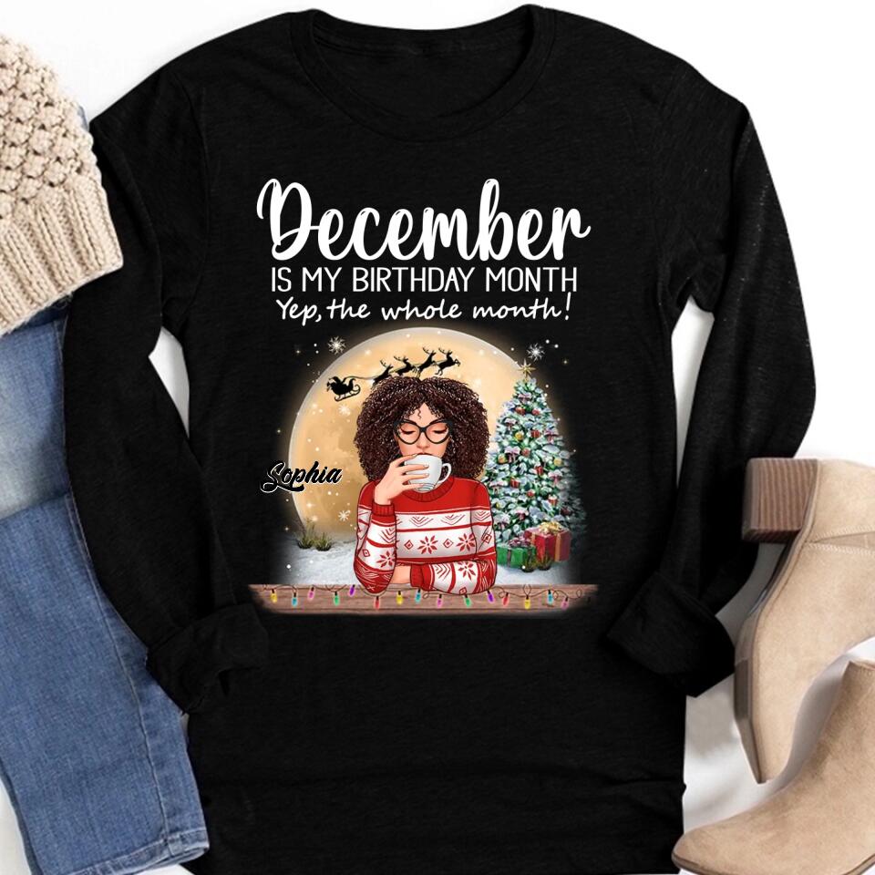 Custom December Birthday Shirt For Woman, Queens Are Born In December Gifts, Melanin Afro Woman Shirt, Black Girl Tee, Afro Queen Gift