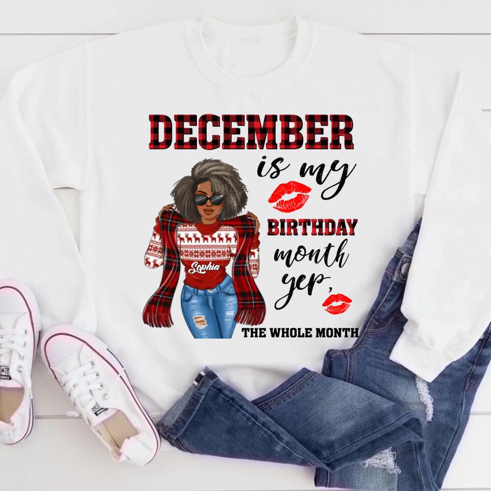 Custom December Birthday Shirt For Woman, Queens Are Born In December Gifts, Melanin Afro Woman Shirt, Black Girl Tee, Afro Queen Gift