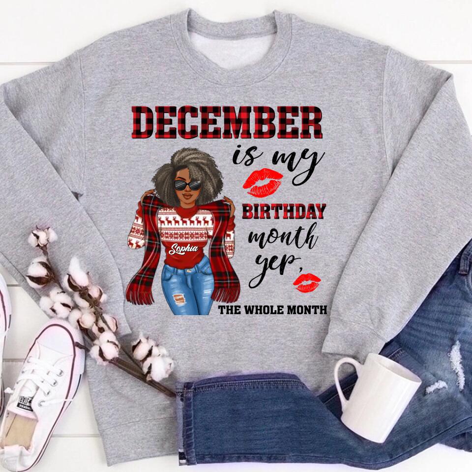 Custom December Birthday Shirt For Woman, Queens Are Born In December Gifts, Melanin Afro Woman Shirt, Black Girl Tee, Afro Queen Gift