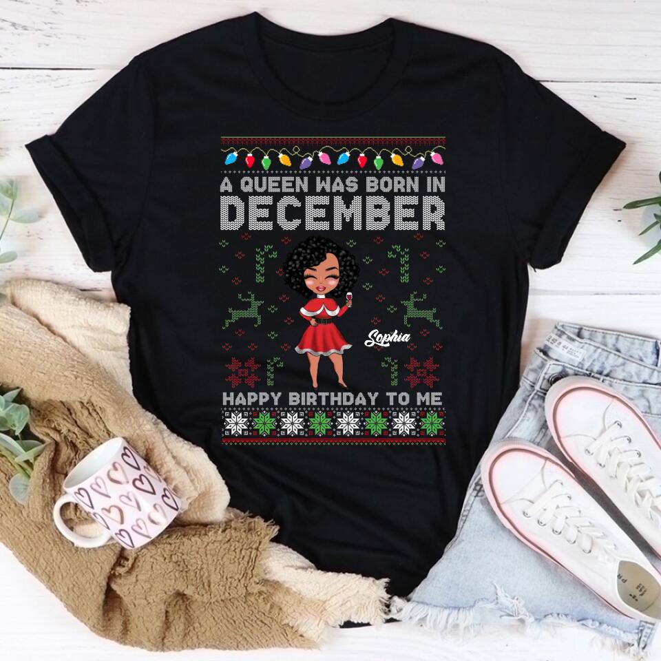 Custom December Birthday Shirt For Woman, Queens Are Born In December Gifts, Melanin Afro Woman Shirt, Black Girl Tee, Afro Queen Gift