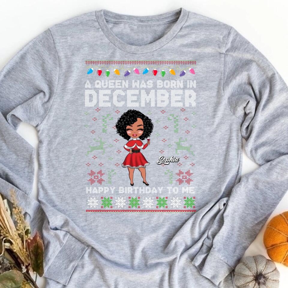Custom December Birthday Shirt For Woman, Queens Are Born In December Gifts, Melanin Afro Woman Shirt, Black Girl Tee, Afro Queen Gift