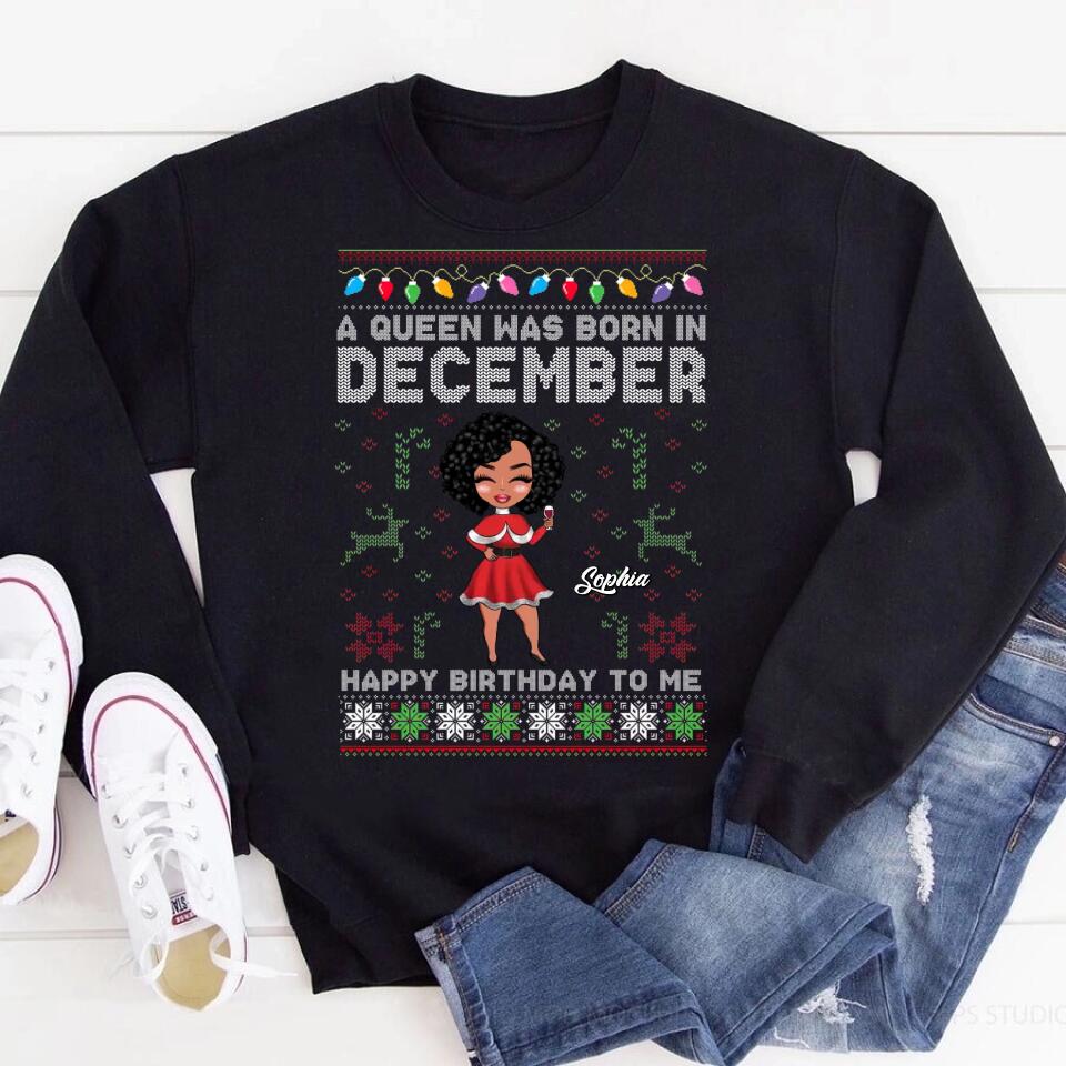 Custom December Birthday Shirt For Woman, Queens Are Born In December Gifts, Melanin Afro Woman Shirt, Black Girl Tee, Afro Queen Gift