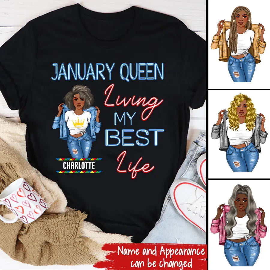 January Birthday Shirt, Custom Birthday Shirt, Queens Are Born In January, January Birthday Shirts For Woman, January Birthday Gifts