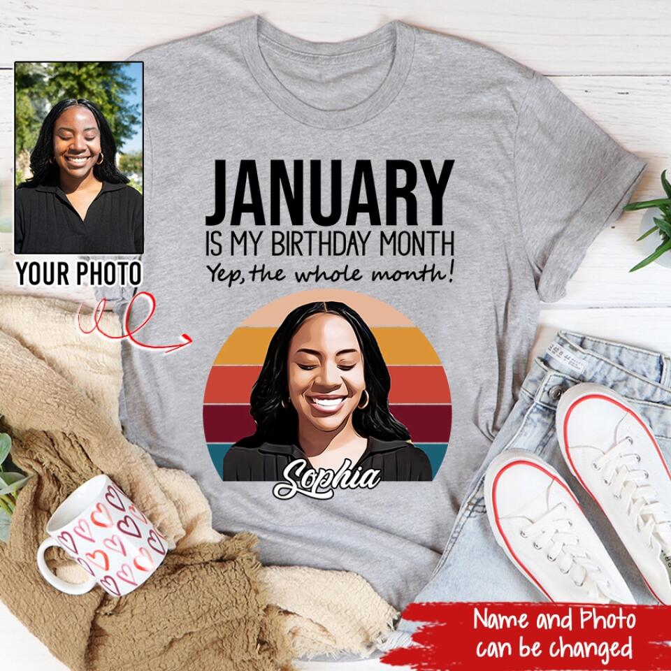 Custom January Birthday Shirt For Woman, Queens was Born In January Gifts, Melanin Afro Woman Shirt, Black Girl Tee, Afro Queen Gift
