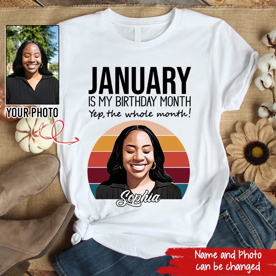 Custom January Birthday Shirt For Woman, Queens was Born In January Gifts, Melanin Afro Woman Shirt, Black Girl Tee, Afro Queen Gift